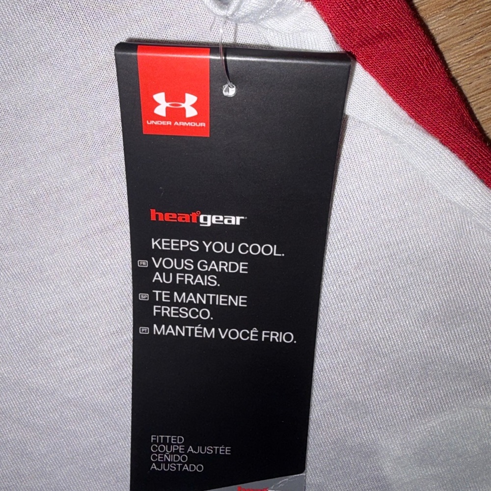 Under Armour Tank Top Mens Medium Red White HeatGear Athletic Gym Shirt NWT - Picture 4 of 11
